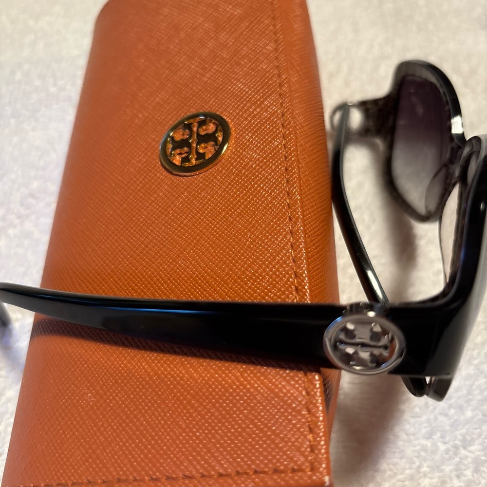 Tory Burch Orange Wallet Case with Black Sunglasses